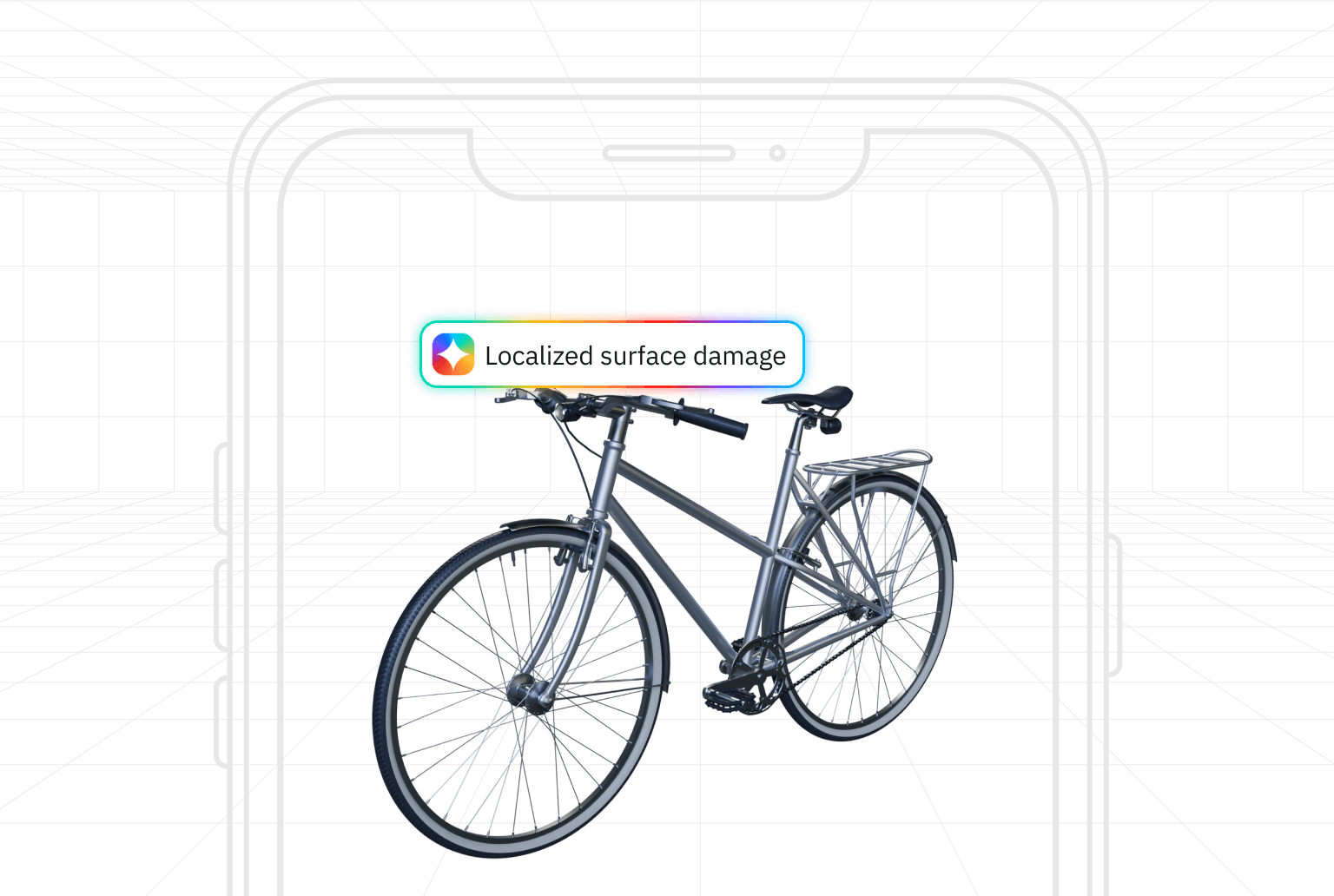 Bicycle being analyzed by LoopOS AI — surface damage detected