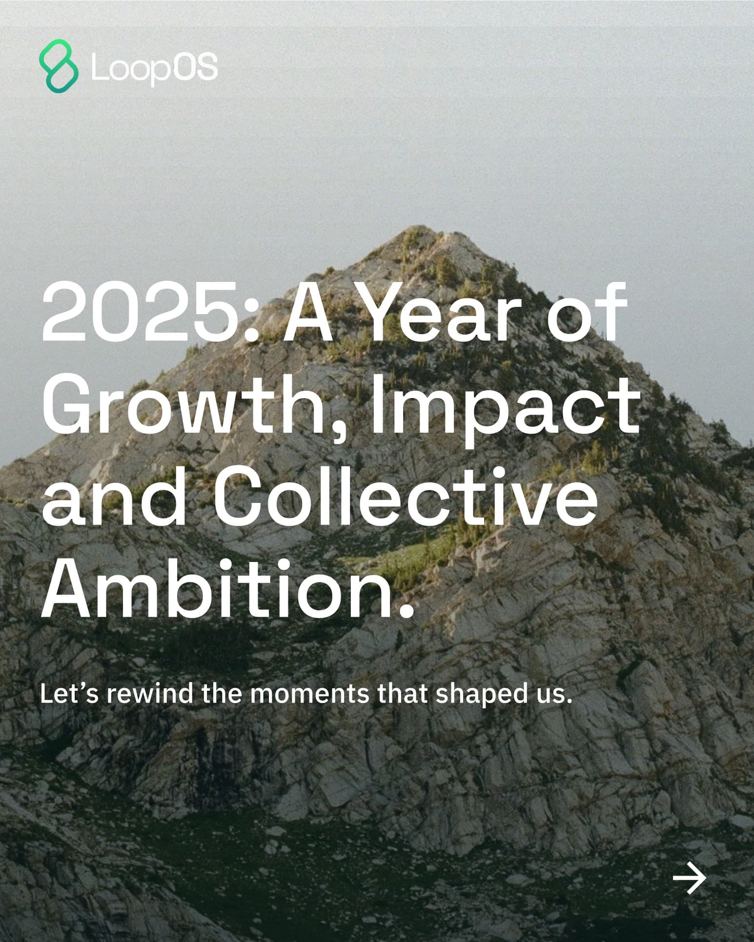 A LoopOS card looking back on a year of growth and impact.