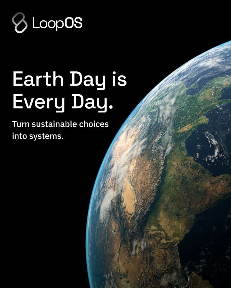 A LoopOS Earth Day card on sustainability as an operational decision.
