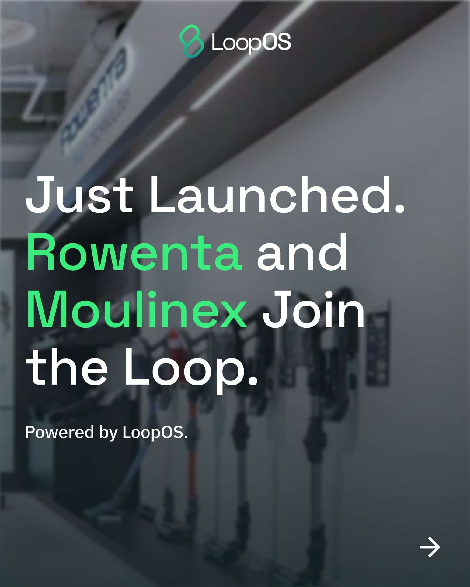 A LoopOS launch card for the Rowenta and Moulinex trade-in programmes.